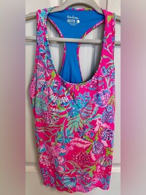 Lilly Pulitzer Mina Bra Tank Pink Isle in Shell Me Something Good Size L